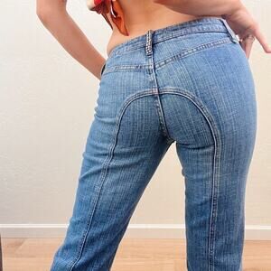 Vintage Y2K Low Rise Rhinestone Embellished Boot Cut Jeans